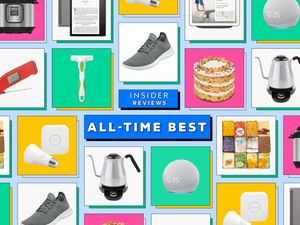 A grid of products included on the site, centered around the name of the site.