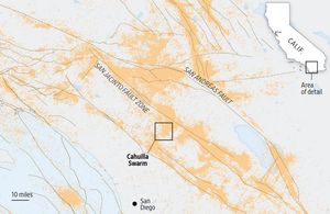 Map of earthquakes in southern California.
