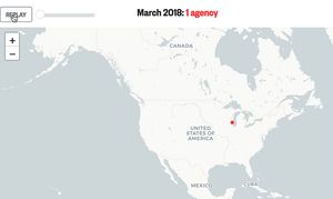 Gif of police departmnets partnering with Ring surveillance